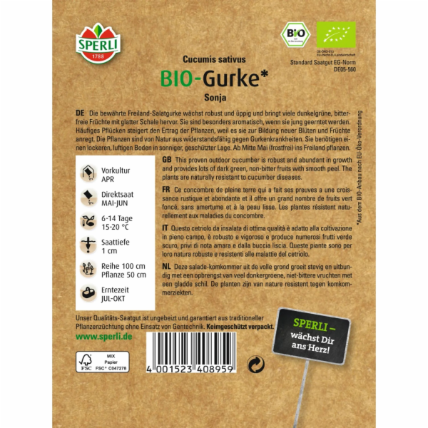 Sperli bio okurky “Sonja”