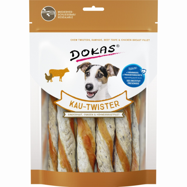 Dokas Chew Twister Hovězí kůže, dršťky a kuřecí prsa 200 g