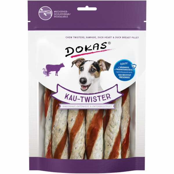 Dokas Chew Twister Hovězí kůže Kachní srdce a kachní prsa...