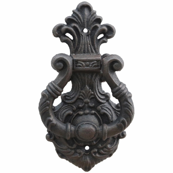 Starožitné litinové klepadlo v černé barvě, 19 cm