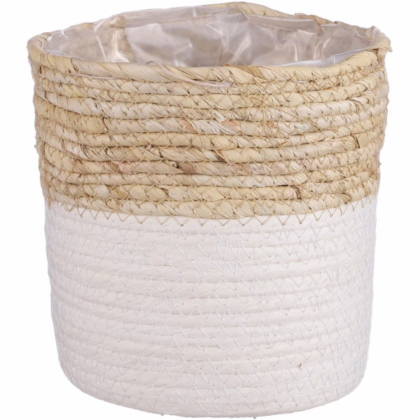 Košík Rachel z slídy, kulatý, 18 cm x 18 cm, bílý