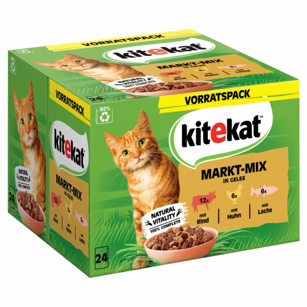 Kitekat mokré krmivo pro kočky, tržní směs, 24 x 85 g