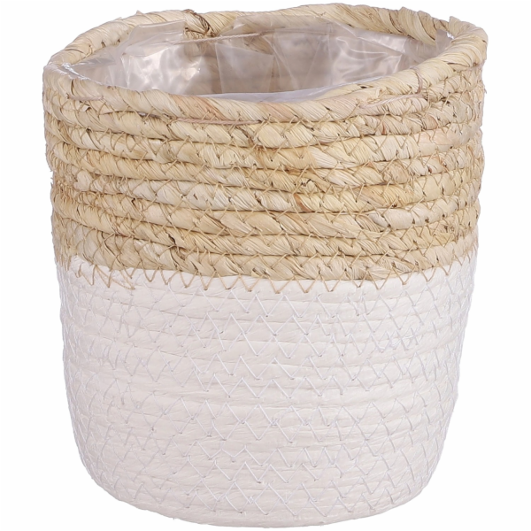 Košík Rachel z slídy, kulatý, 14 cm x 14 cm, bílý