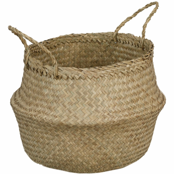 Košík z mořské trávy s uchy, O 35 cm x 30/40 cm, přírodní