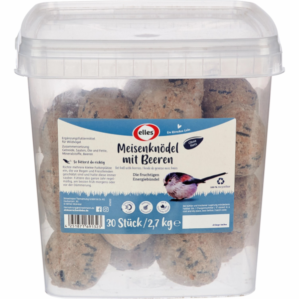 Elles Kuličky z loje pro divoké ptáky s bobulemi bez síťk...