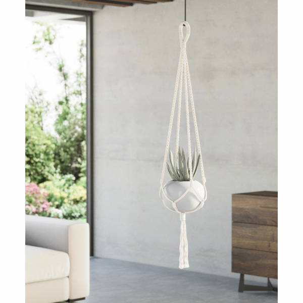 Závěsné světlo makramé O 17 cm x 100 cm bílé