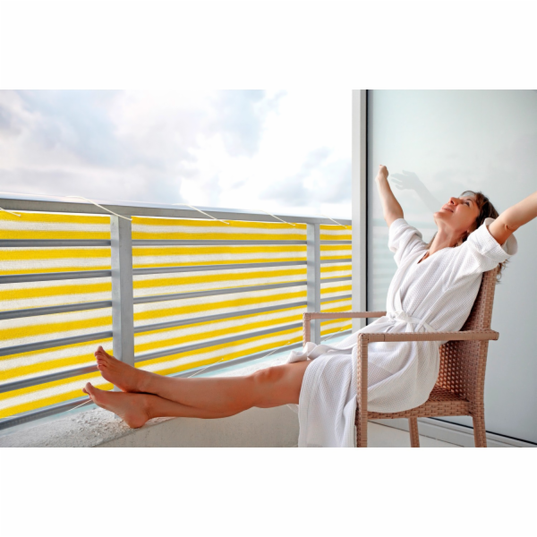 Zástěna na balkon Floracord, žlutobílá, 500 cm x 90 cm