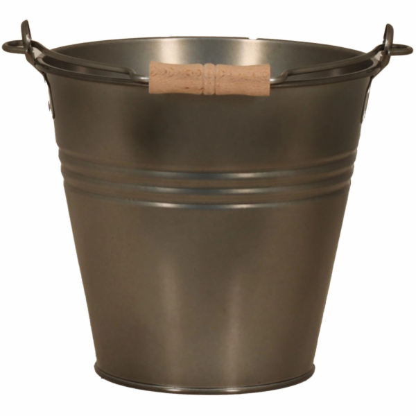 Zinkové vědro černé barvy s rukojetí/dřevěnou rukojetí 7,...