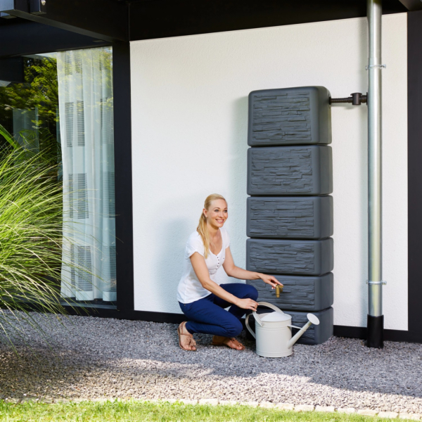 4rain Cisterna Slim Stone Decor Deštní sud šedý 330 l