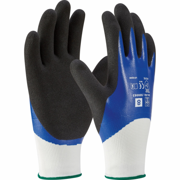 Zahradní rukavice, nitrilové, plně potažené, modročerné, ...