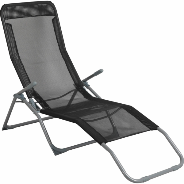 Skládací lehátko Pando 141 cm x 61 cm x 57-95 cm černé