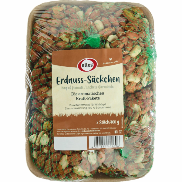 Elles sáčky s arašídy pro divoké ptáky, 5 kusů