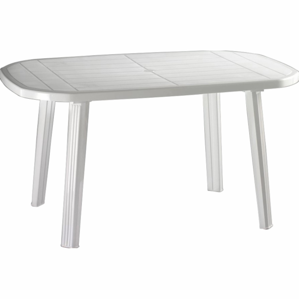 Oválný bílý zahradní stůl, 135 cm x 84 cm