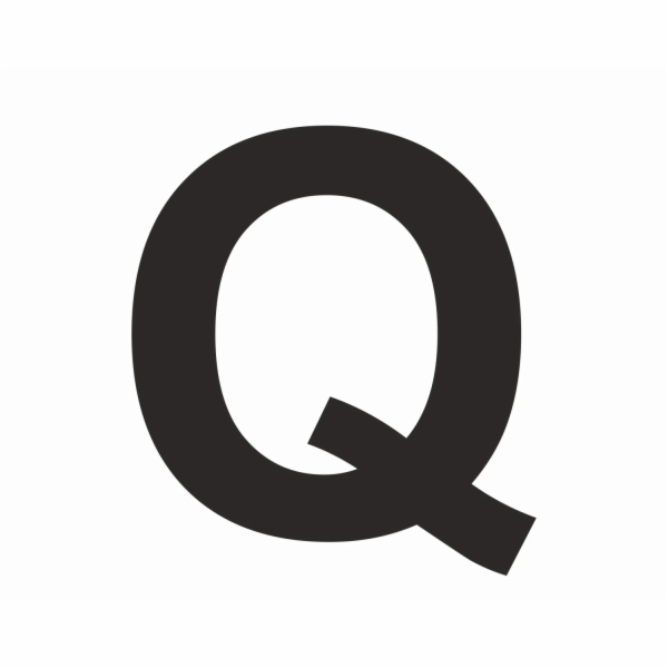 Samolepka "Q", černá, výška 6 cm, PVC fólie