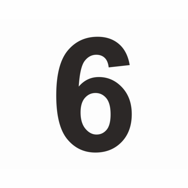 Samolepka "6" Černá PVC fólie výška 10 cm