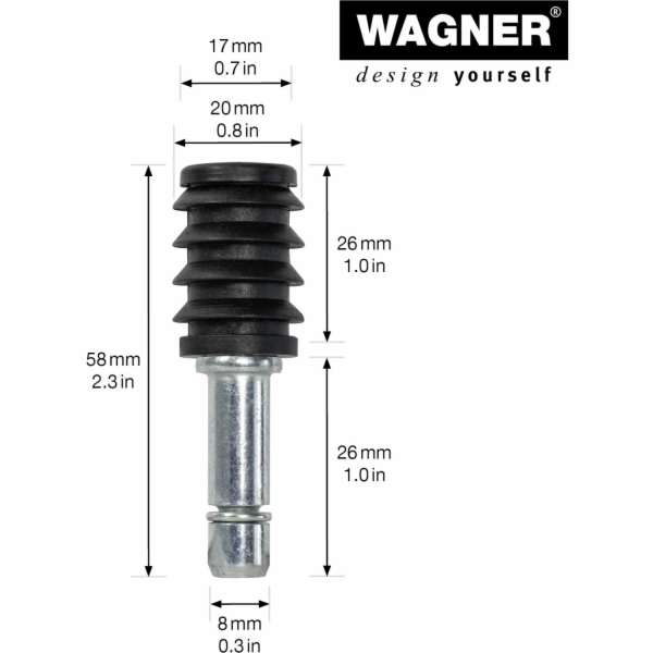 Wagnerova kulatá trubková objímka a čep 58 mm 2 kusy