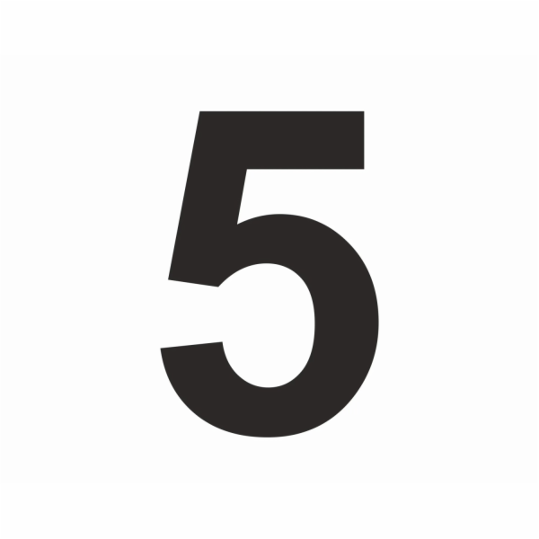 Samolepka "5" Černá PVC fólie výška 6 cm