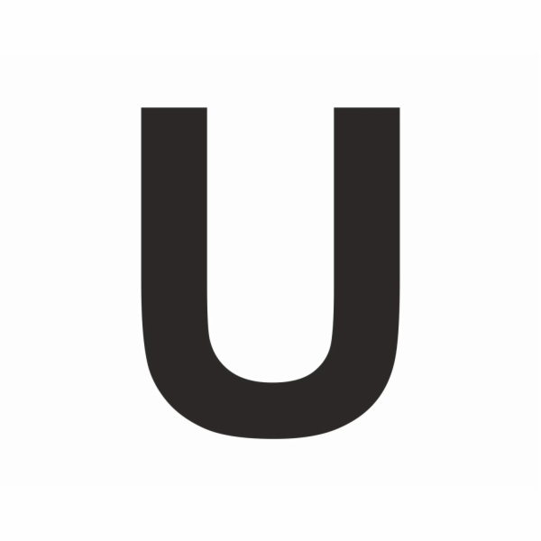 Samolepka "U" černá, výška 6 cm, PVC fólie