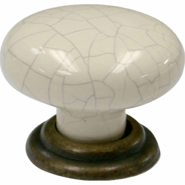 Knoflík SP65, porcelán, staromosaz, leštěná