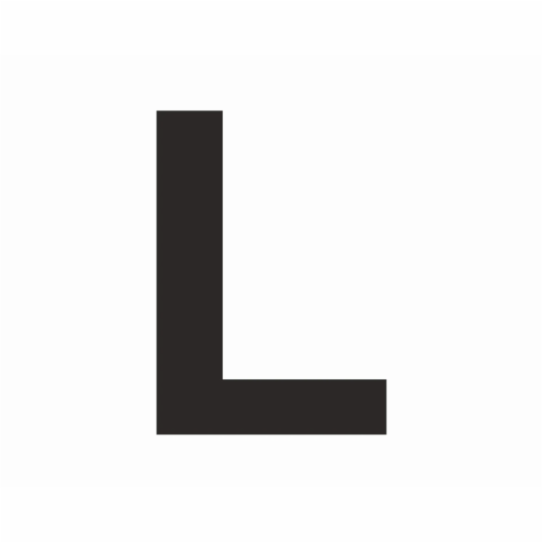 Samolepka "L" černá, PVC fólie výška 6 cm