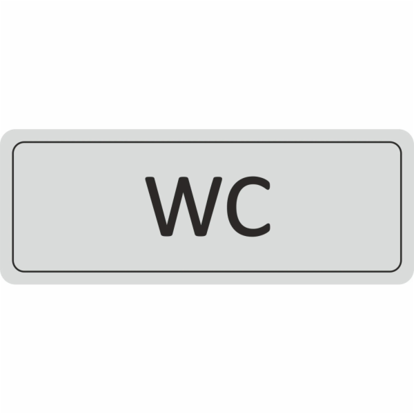 Dveřní cedulka "WC", 12 cm x 4,5 cm, tvrdé PVC, stříbrošedá