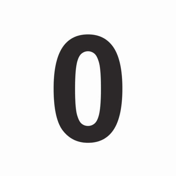 Samolepka "0" černá, PVC fólie výška 10 cm