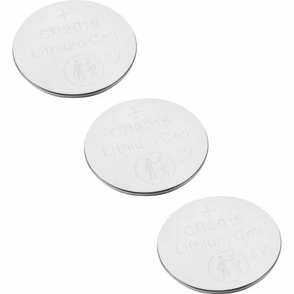 Lithiové knoflíkové baterie CR2016, 3 kusy