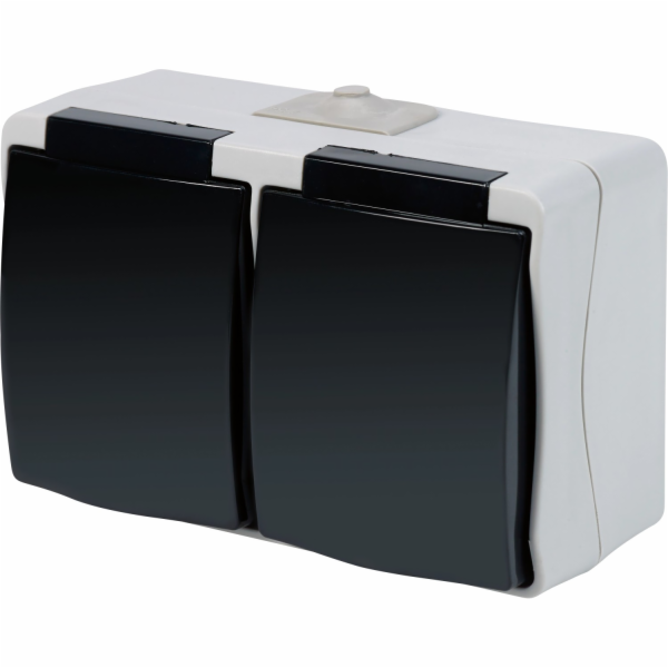 Dvojitá zásuvka do vlhkých prostor, IP54, šedá