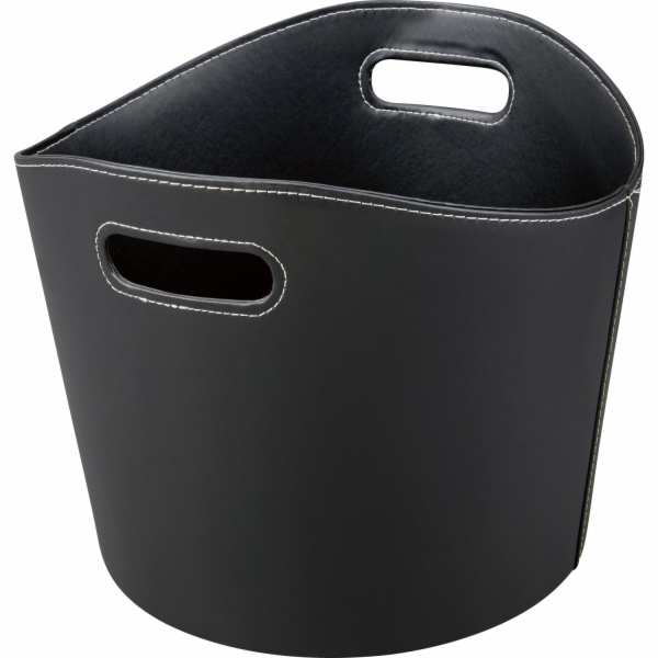 Koš na palivové dřevo, imitace kůže, O 39 cm, černý