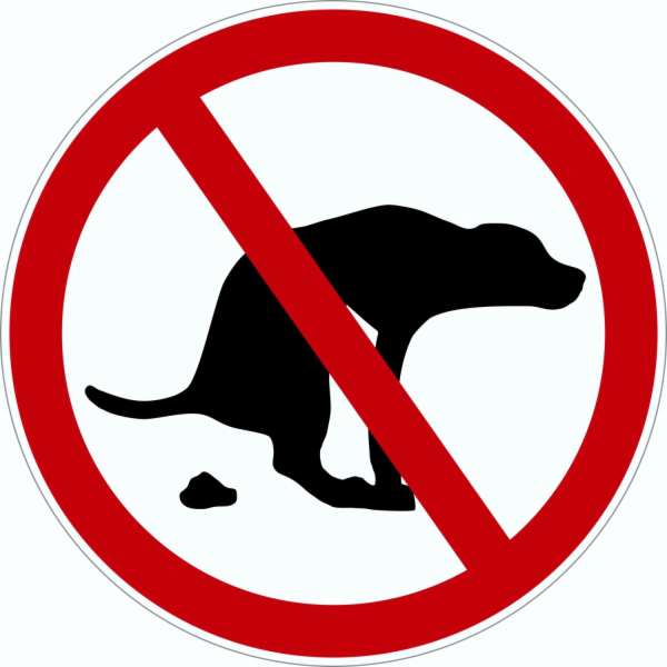 Cedule na dveře "Zákaz psích hoven" O 9,5 cm z tvrdého PVC
