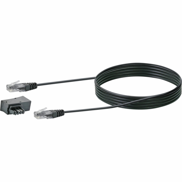 Modemový kabel Schwaiger 3 m s adaptérem TAE/DSL, černý