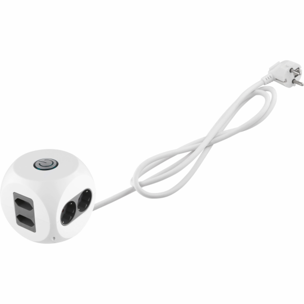 Zásuvková kostka s vypínačem, bílošedá