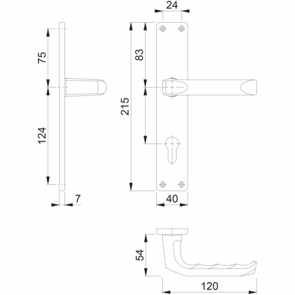 Sada klik Hoppe, dlouhý zadní štítek London PZ 37 mm - 47...