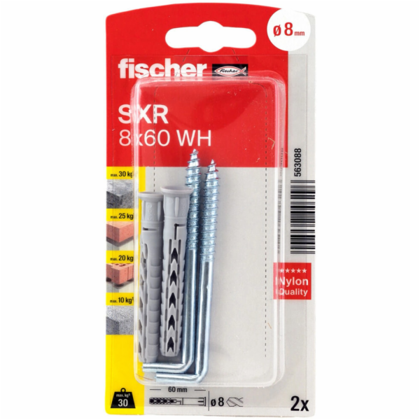 Fischer hmoždinka s dlouhou stopkou SXR 8x60 WH s úhlovým...