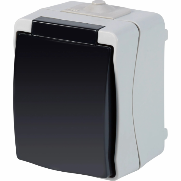 Jednoduchá zásuvka do vlhkých prostor, IP54, šedá