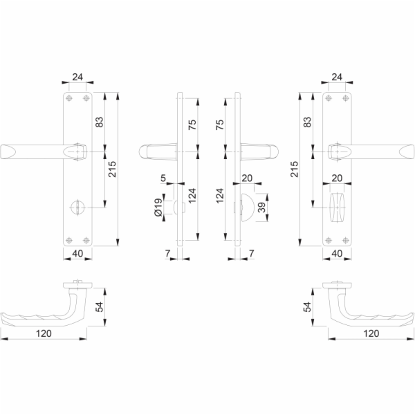 Hoppe sada dlouhých talířů do koupelny a WC London 37 mm ...