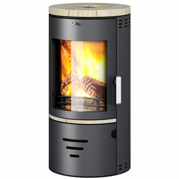 Dřevěná kamna Accente Tifano, pískovcová černá, 6,5 kW s ...