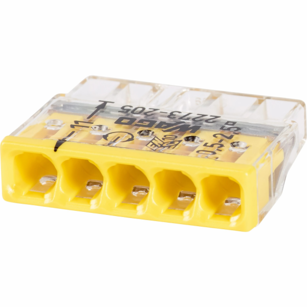 5pólová zasouvací svorkovnice Wago, 10 kusů, žlutá