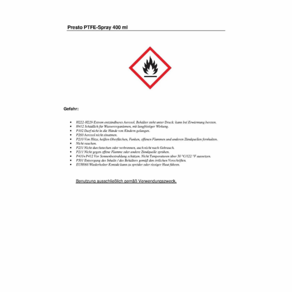 Sprej Presto PTFE 400 ml