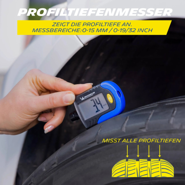 Měřič tlaku v pneumatikách Michelin s měřičem hloubky dezénu