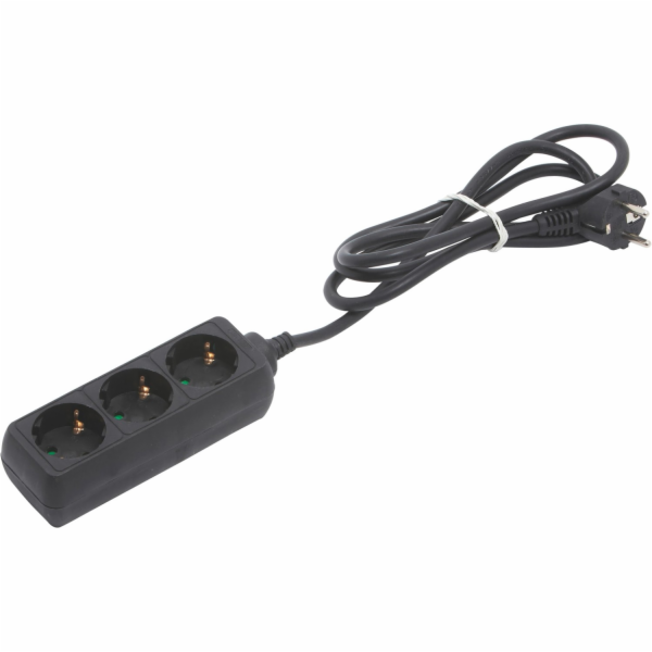 3cestný prodlužovací kabel, černý, 1,4 m
