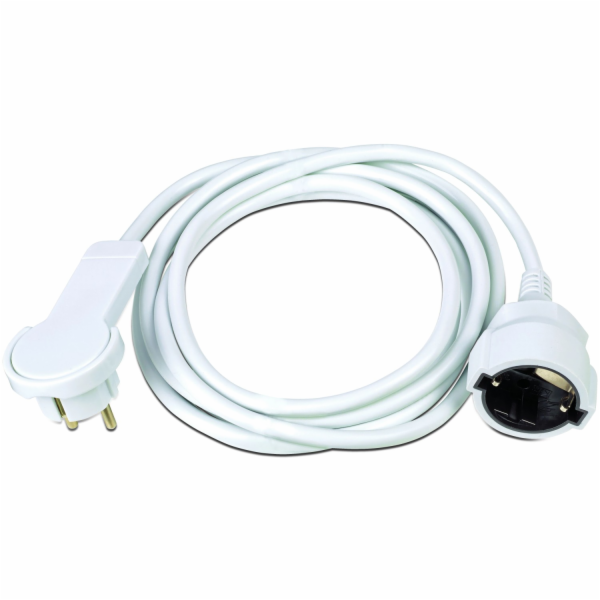Prodlužovací kabel s plochou zástrčkou, bílý