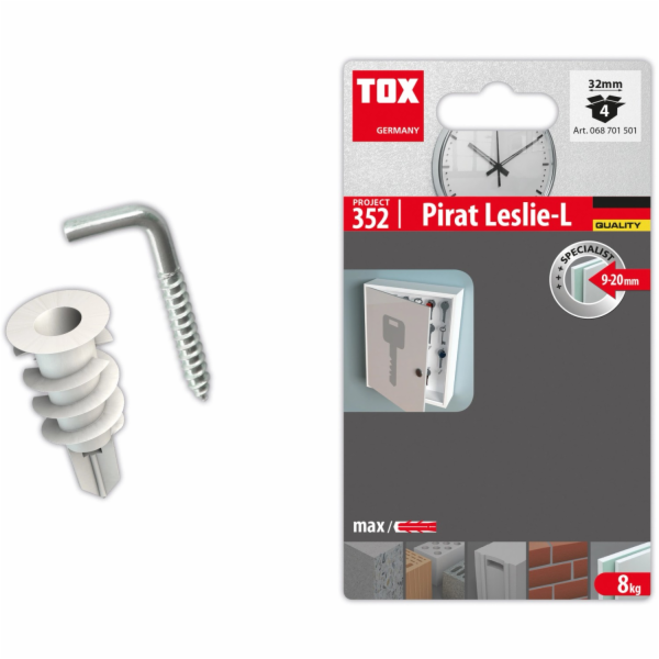 Kotva Tox-Hook Pirate-Leslie-L se spirálou pro sádrokarton
