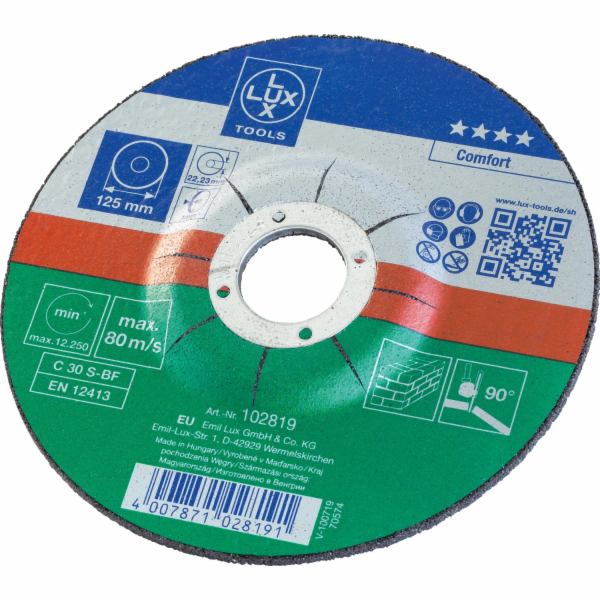LUX-TOOLS Řezací kotouč na textil, 125 mm ofset na kámen