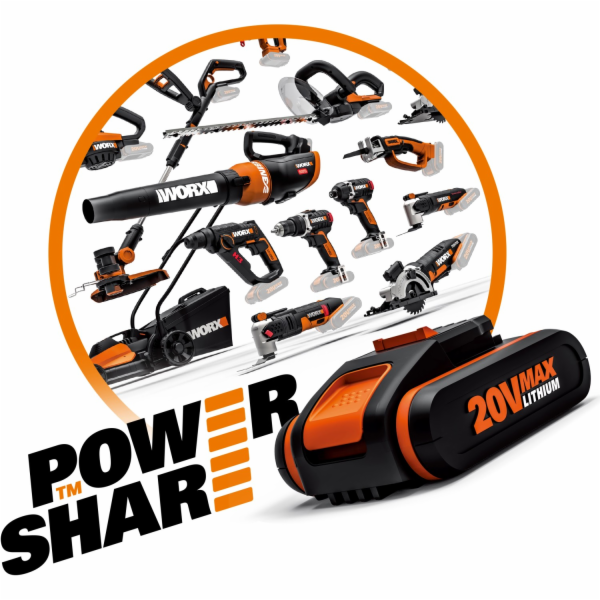 Akumulátorová vrtačka Worx WX102.9 PowerShare 20 V Solo