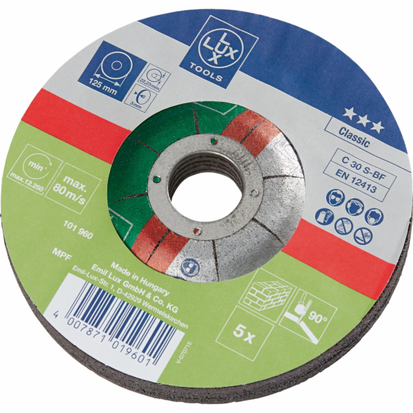 LUX-TOOLS Řezný kotouč na kámen, O 125 mm, 5 kusů