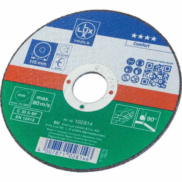 LUX-TOOLS Kotouč na řezání textilu rovný na kámen 115 mm