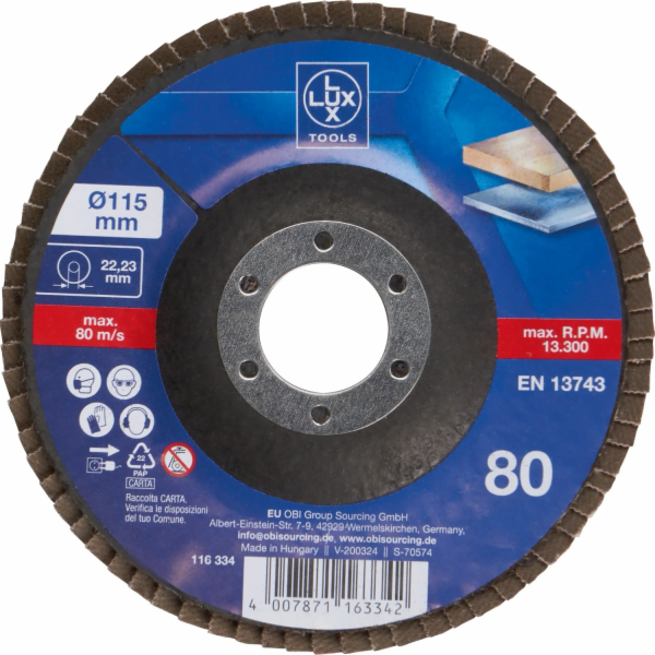 Lamelový kotouč LUX-TOOLS Multi O 115 mm K80