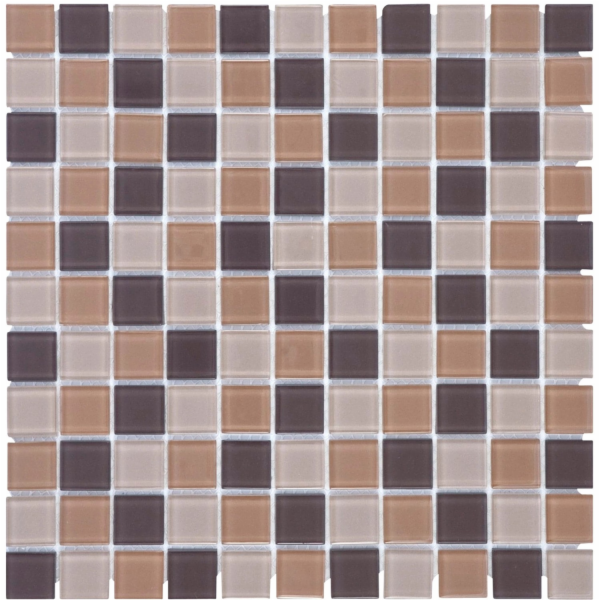 Mozaiková rohož ze skla hnědá směs průsvitná 30 cm x 30 cm