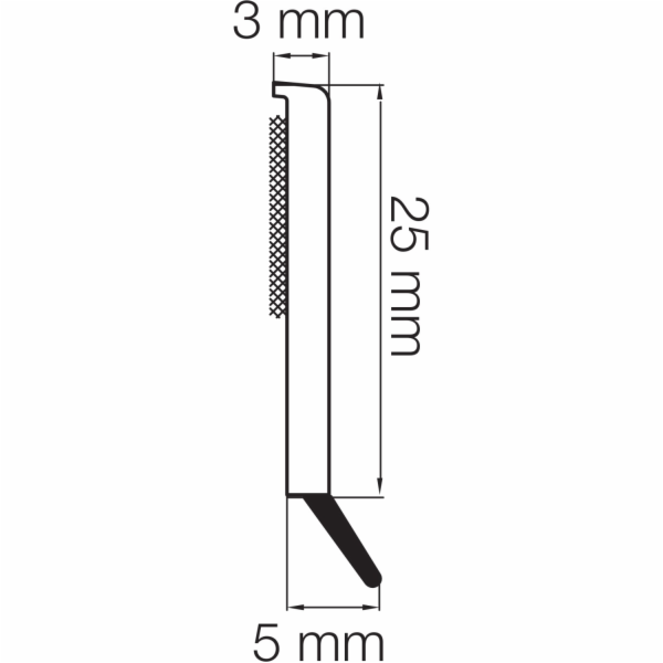 Plochý proužek s okrajem, samolepicí, 30 x 2,5 mm, použit...